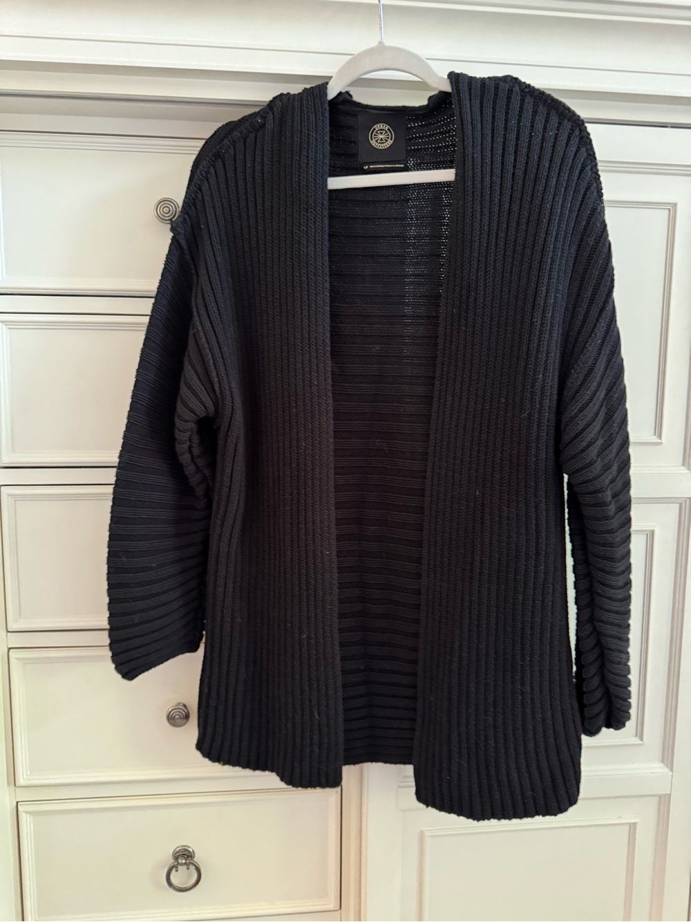 Urban Outfitters Black Ribbed Open-Front Cardigan